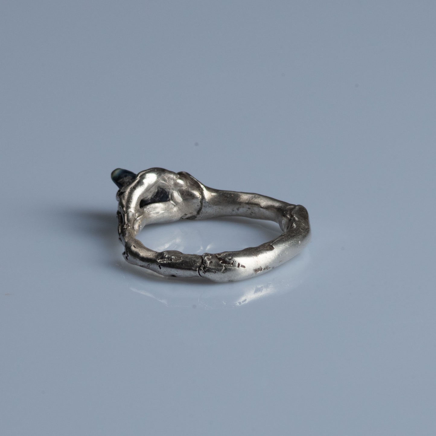 Sterling Silver Ring with Raw Sapphire "Sea Stack"