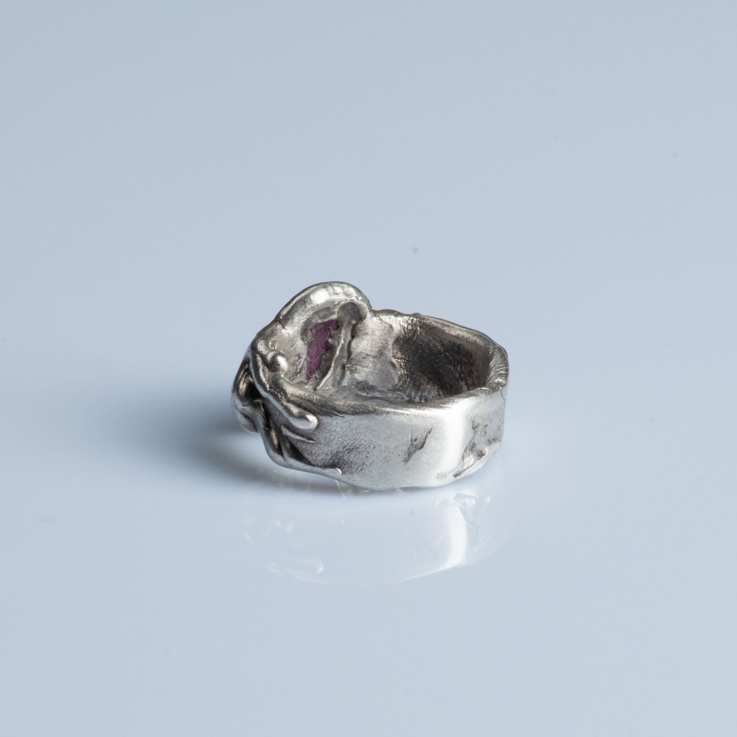 Sterling Silver Ring with Raw Ruby "Pink Pinky"