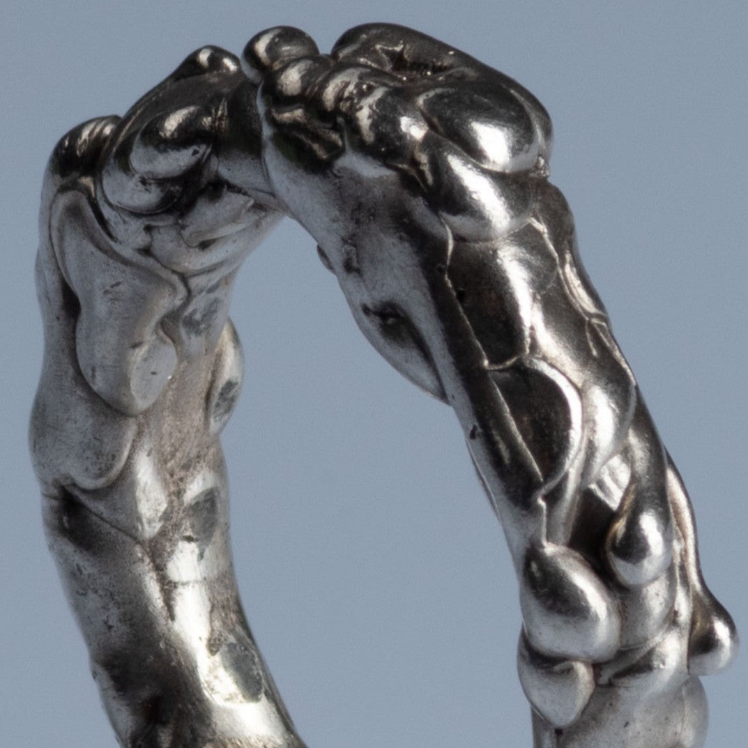 Sterling Silver Ring with Cut Ruby "Needle in the Hay"