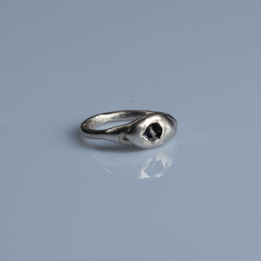 Sterling Silver Ring with Raw Sapphire "Blue Caves"