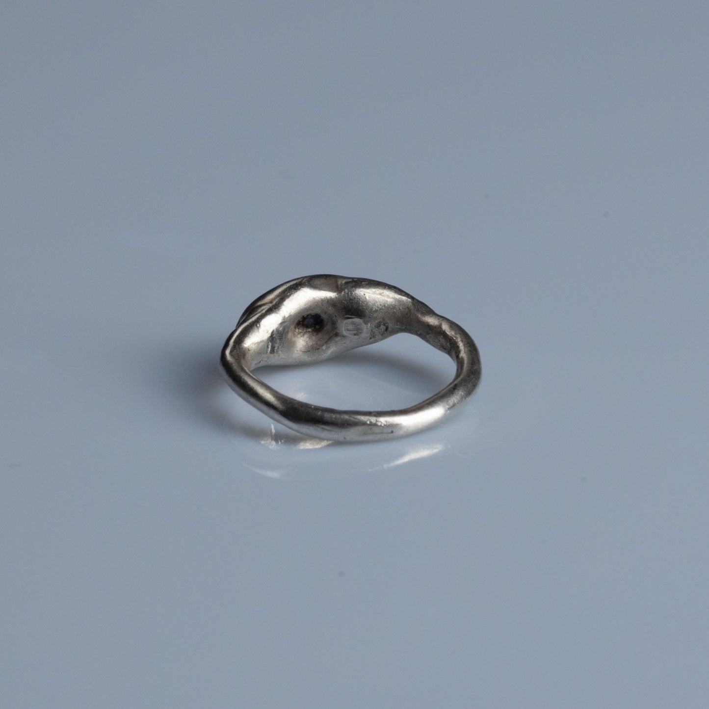 Sterling Silver Ring with Raw Sapphire "Blue Caves"