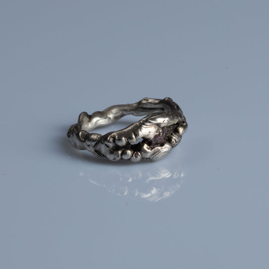 Sterling Silver Ring with Raw Ruby "Rough"