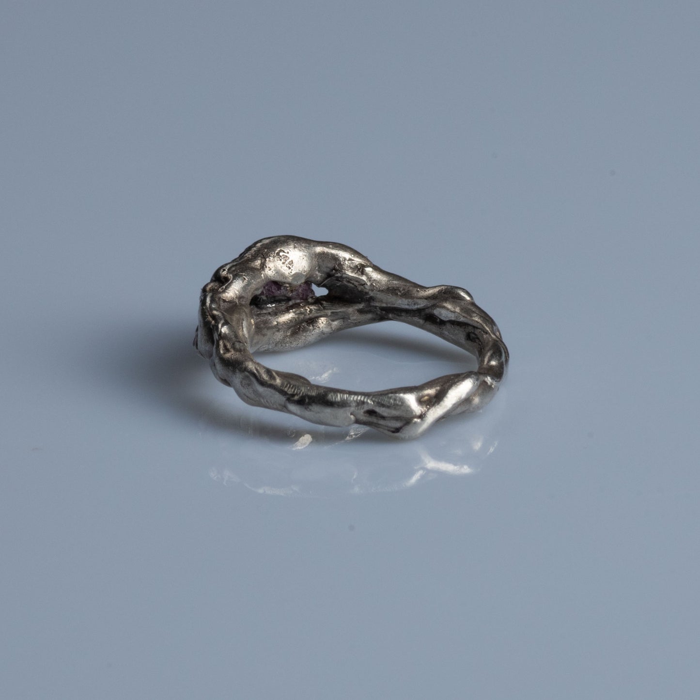 Sterling Silver Ring with Raw Ruby "Rough"