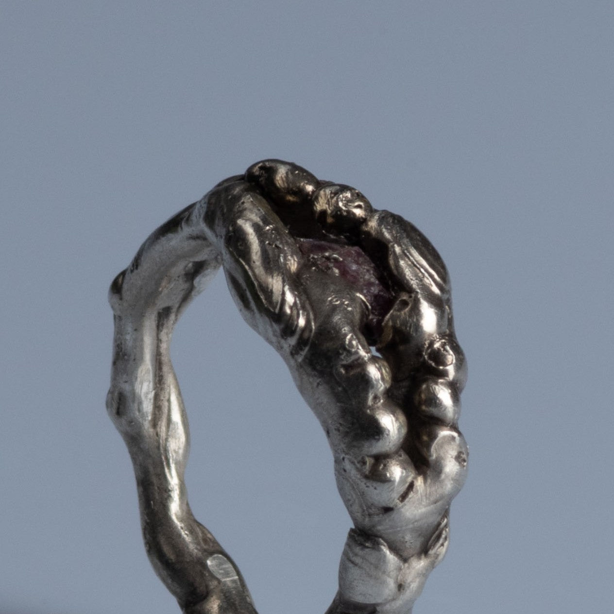 Sterling Silver Ring with Raw Ruby "Rough"