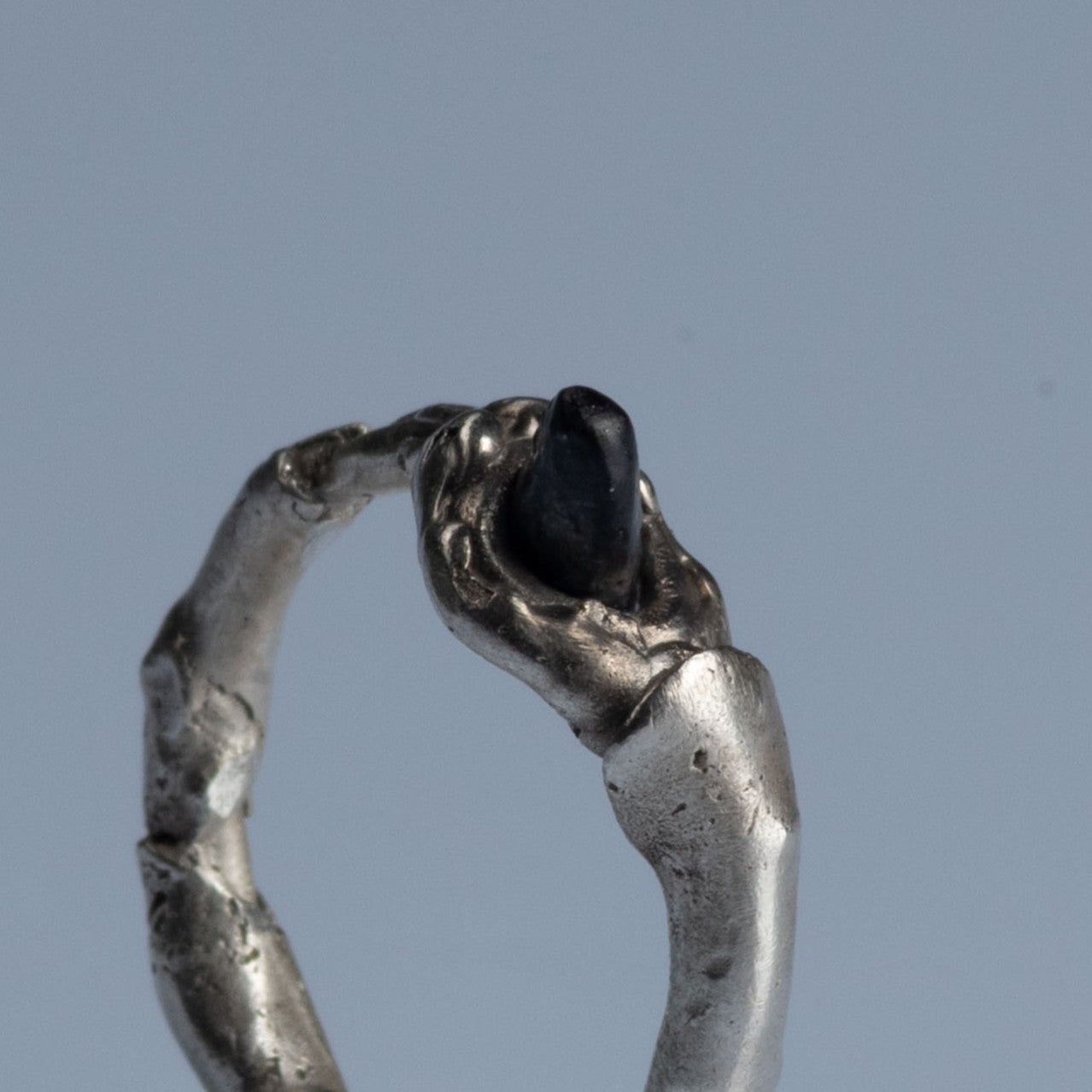 Sterling Silver Ring with Raw Sapphire "Sea Stack"