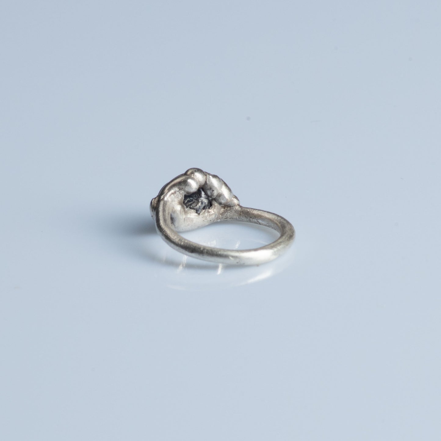 Sterling Silver Ring with Raw Sapphire "Cold Embrace"