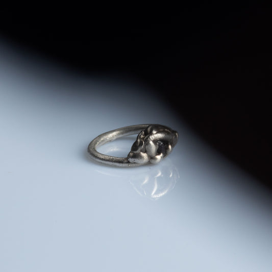 Sterling Silver Ring with Raw Sapphire "Cold Embrace"