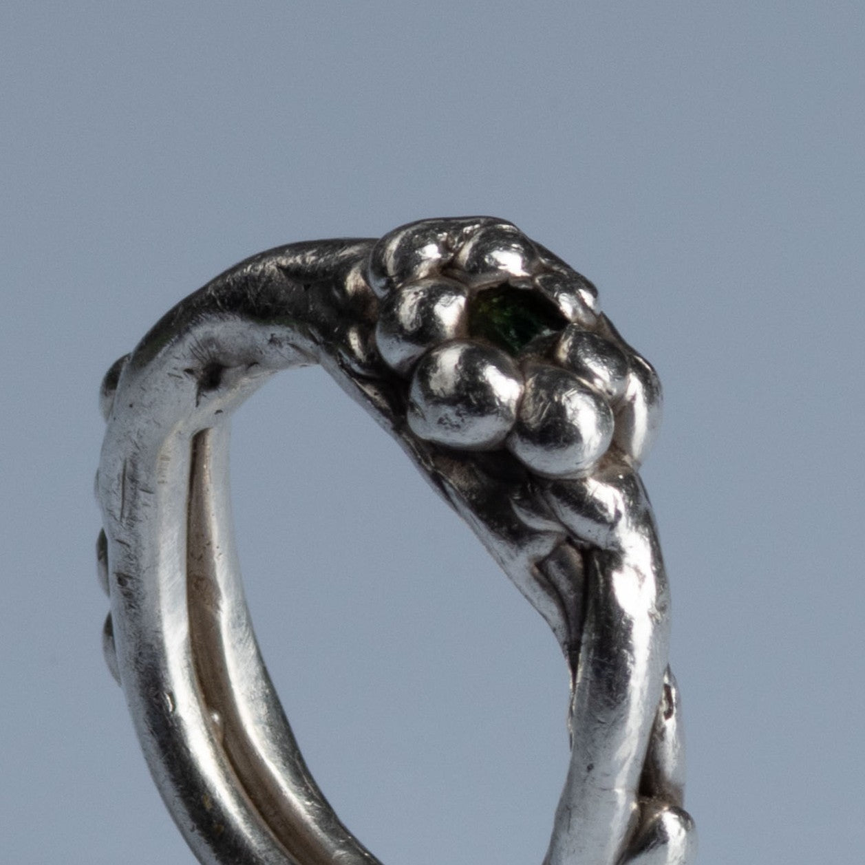 Sterling Silver Ring with Cut Emerald "First"