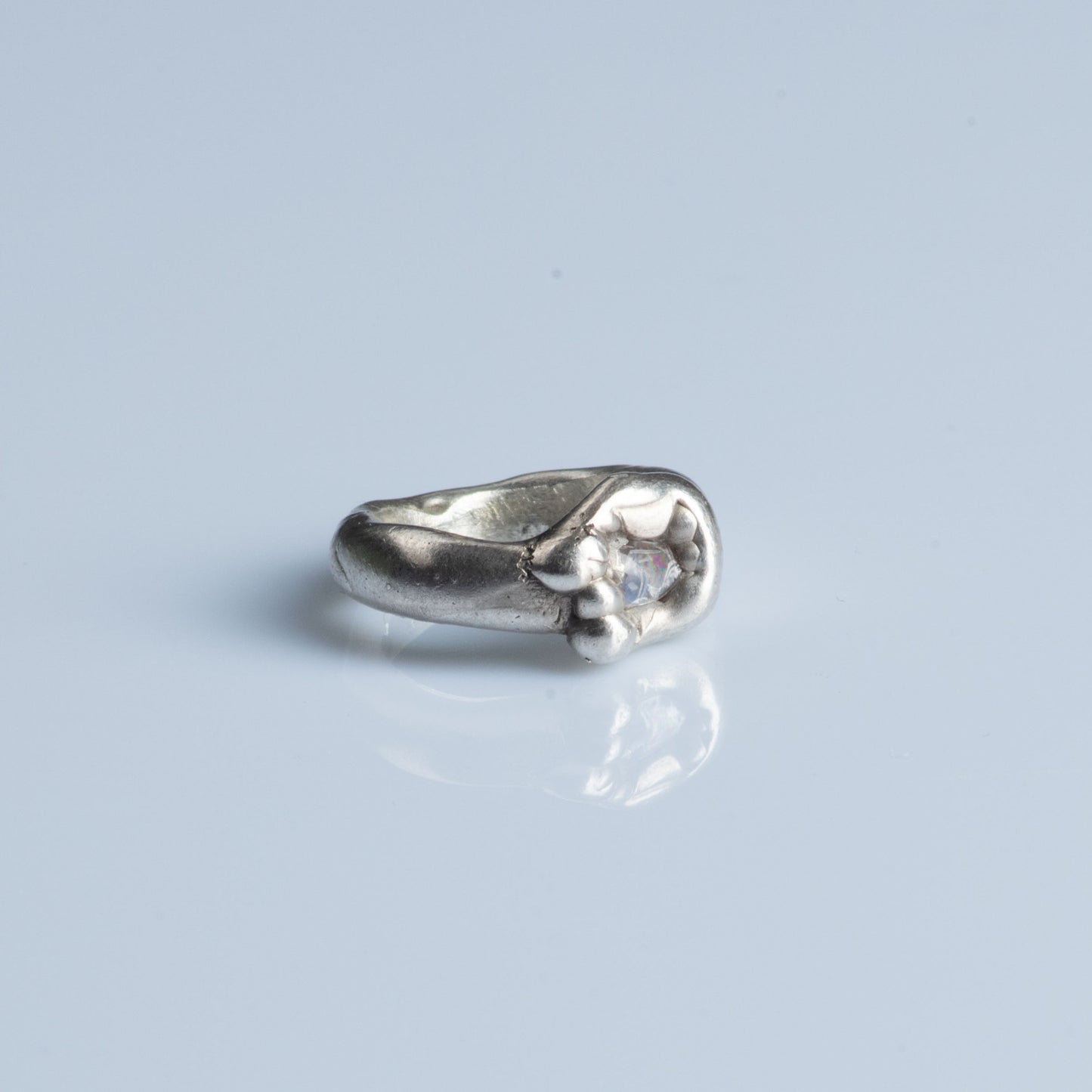 Sterling Silver Ring with Moonstone "New Moon"