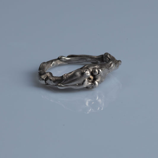 Sterling Silver Ring with Round Cut Diamond "Covers"