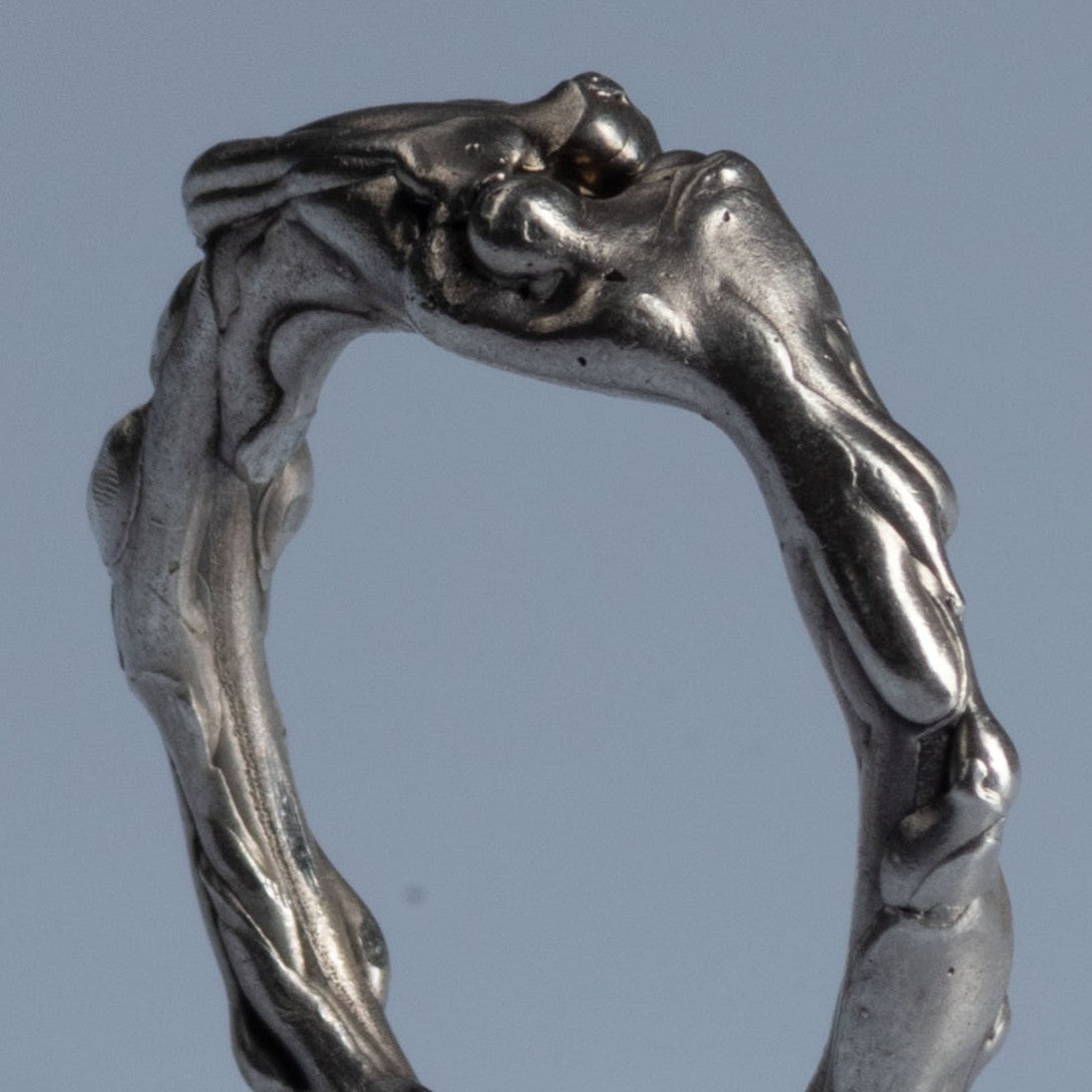 Sterling Silver Ring with Round Cut Diamond "Covers"