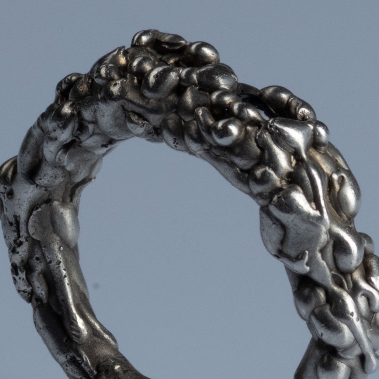 Sterling Silver Ring with Cabochon Cut Ruby and Sapphire "Opposites Attract"