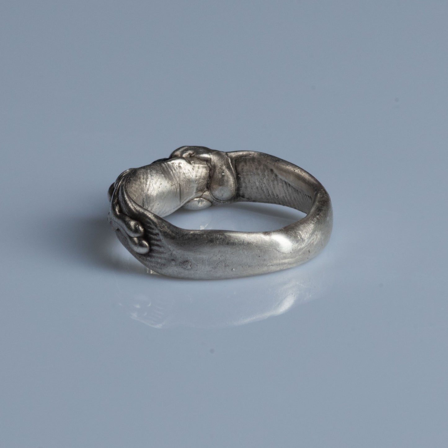 Sterling Silver Ring with Raw Sapphire "Embrace"
