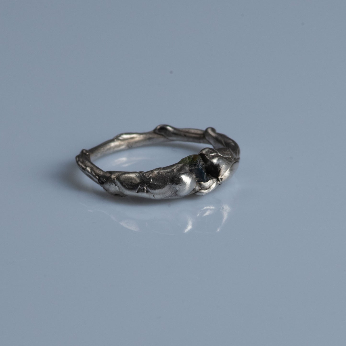 Sterling Silver Ring with Raw Sapphire "Touch"