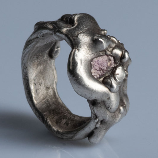 Sterling Silver Ring with Raw Ruby "Pink Pinky"