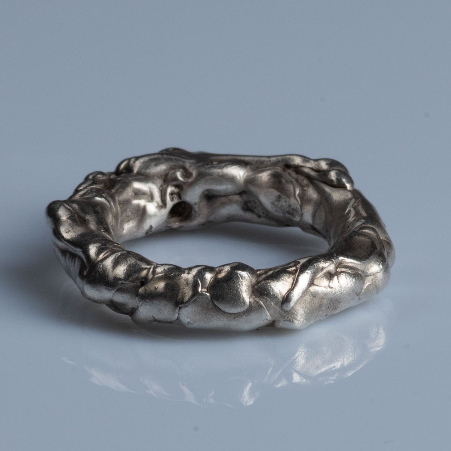 Sterling Silver Ring with Cut Ruby "Needle in the Hay"