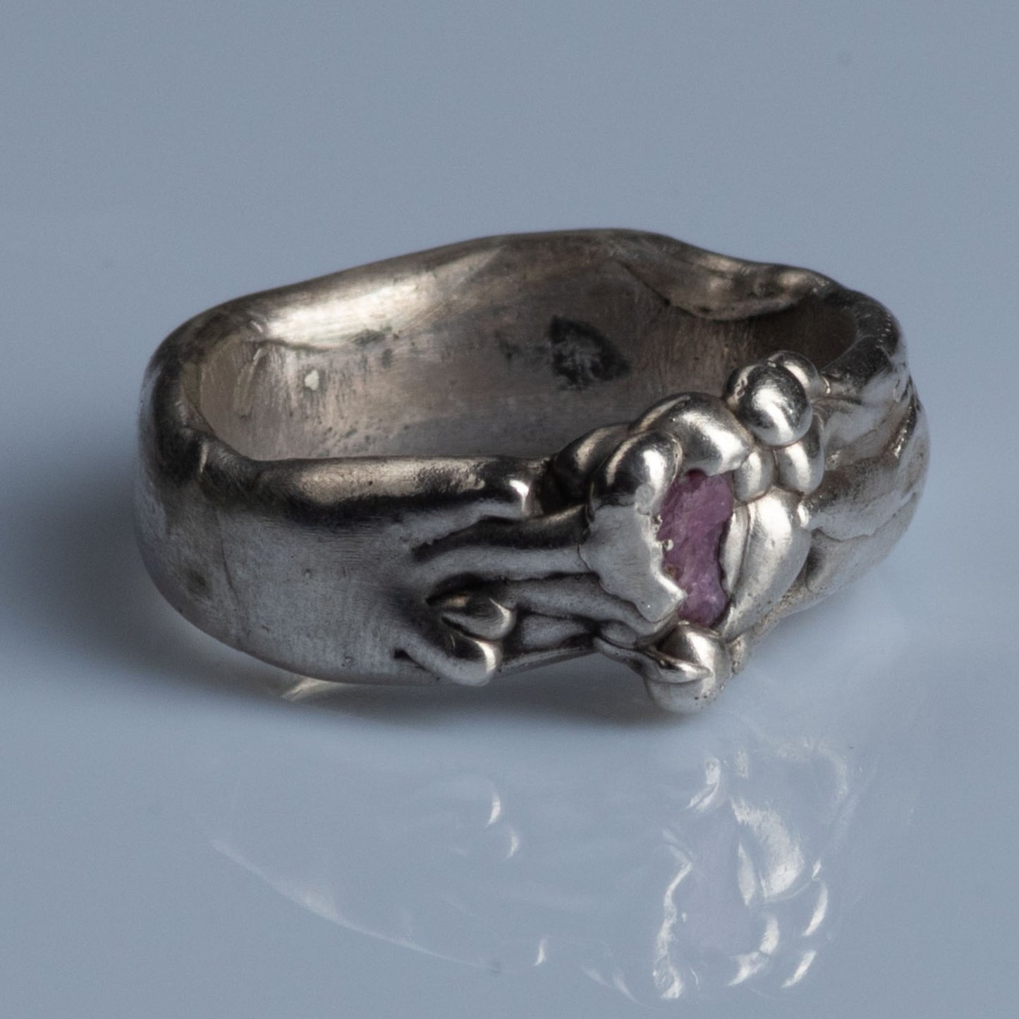 Sterling Silver Ring with Raw Ruby "Irini"