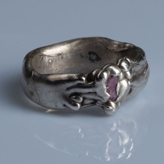 Sterling Silver Ring with Raw Ruby "Irini"
