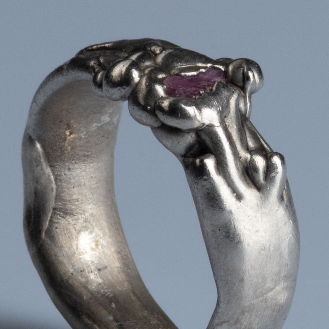 Sterling Silver Ring with Raw Ruby "Irini"