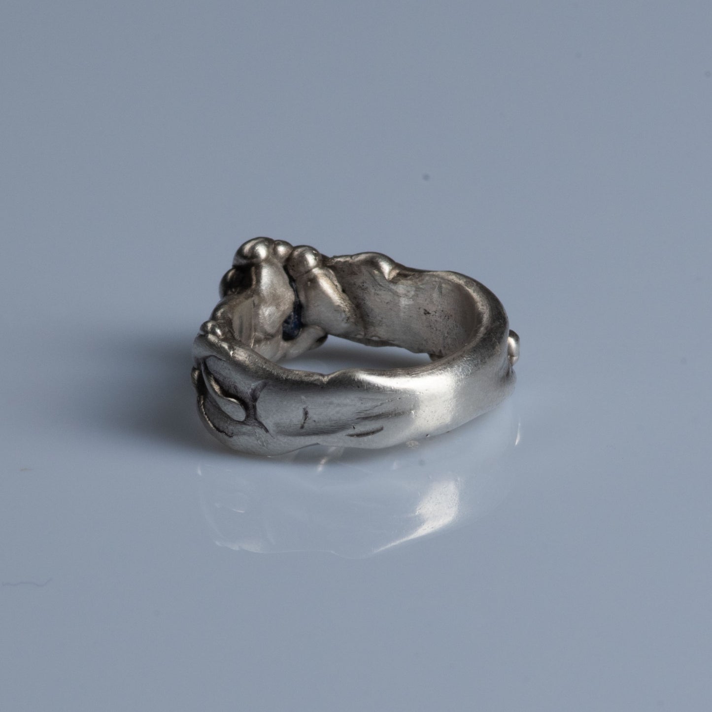 Sterling Silver Ring with Raw Sapphire "Flow"