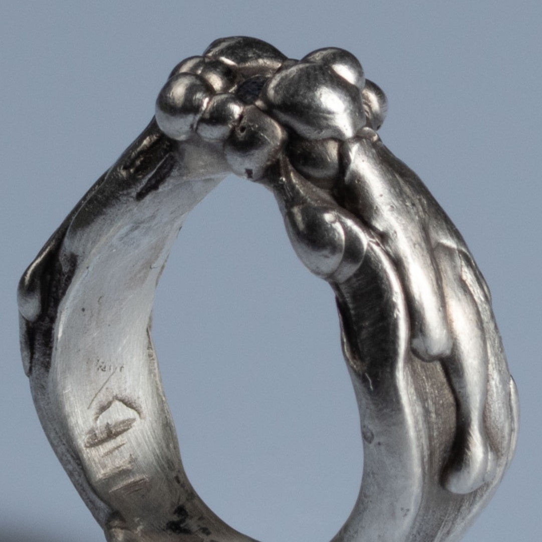 Sterling Silver Ring with Raw Sapphire "Flow"